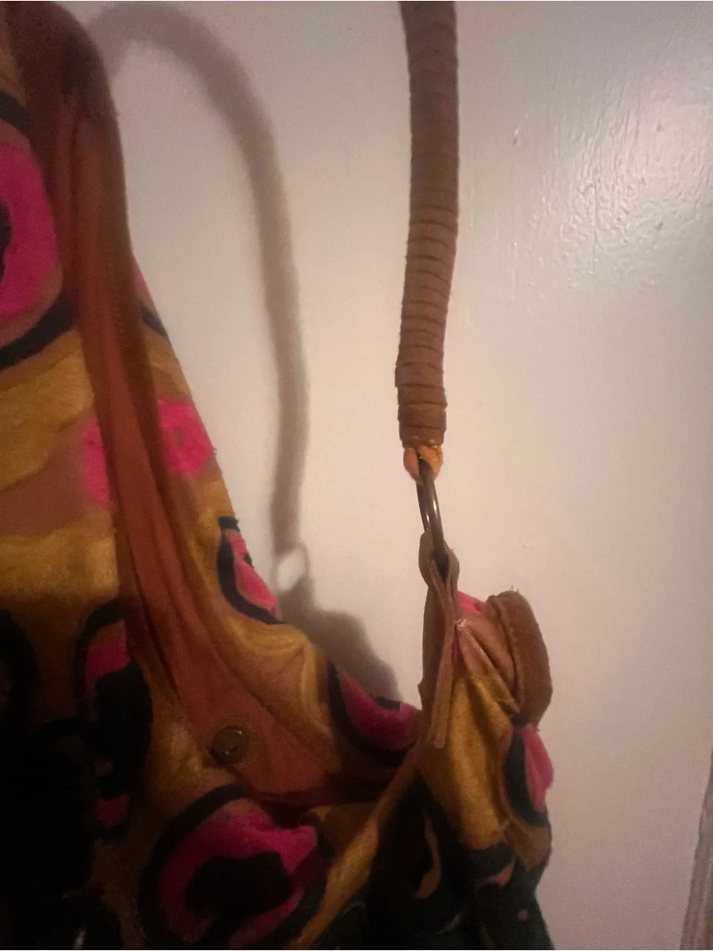 Free People Stylish Floral Hobo Bag - navy blue, magenta, brown.